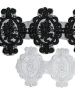 dantela brodata poliester Bumbac+pietre; Dantela brodata poliester+lurex; dantela brodata lurex DBR; dantela brodata; dantela poliester florala 7cm; dantela poliester; dantela florala; dantela din poliester cu fluturi; dantela poliester flori