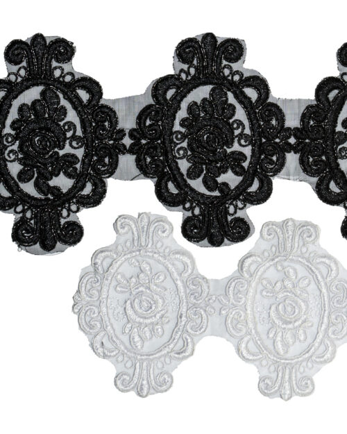 dantela brodata poliester Bumbac+pietre; Dantela brodata poliester+lurex; dantela brodata lurex DBR; dantela brodata; dantela poliester florala 7cm; dantela poliester; dantela florala; dantela din poliester cu fluturi; dantela poliester flori