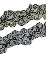 Dantela brodata DBR 5,5cm dantela brodata poliester Bumbac+pietre; Dantela brodata poliester+lurex; dantela brodata lurex DBR; dantela brodata; dantela poliester florala 7cm; dantela poliester; dantela florala; dantela din poliester cu fluturi; dantela poliester flori