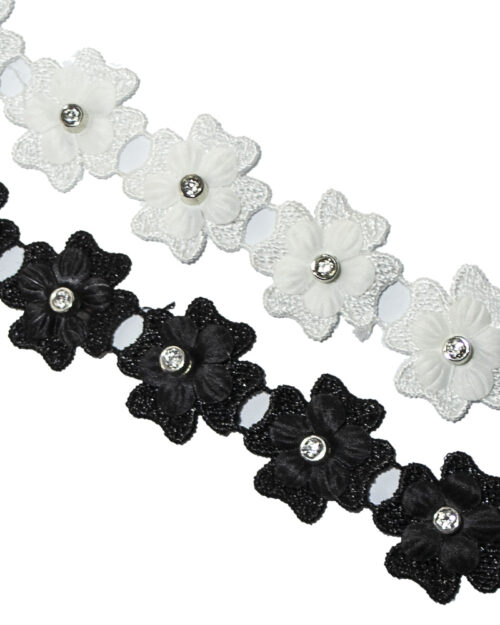 dantela brodata florala cu pietre A-25mm; Dantela brodata poliester; dantela brodata perle; dantela brodata pietre; dantela brodata; dantela poliester cristale; dantela poliester; dantela florala; dantela din poliester cu fluturi; dantela poliester flori; Dantela poliester cu model perle si cristale
