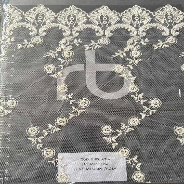 Dantelă brodată pe tulle - BEJ