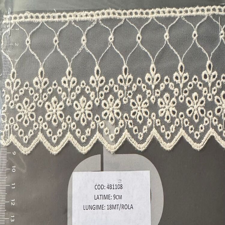 Dantelă brodată pe tulle – BEJ