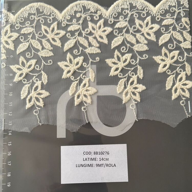 Dantelă brodată pe tulle – BEJ
