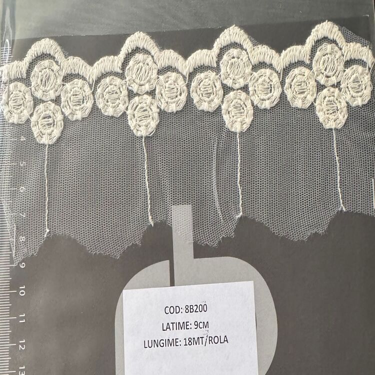 Dantelă brodată pe tulle – BEJ