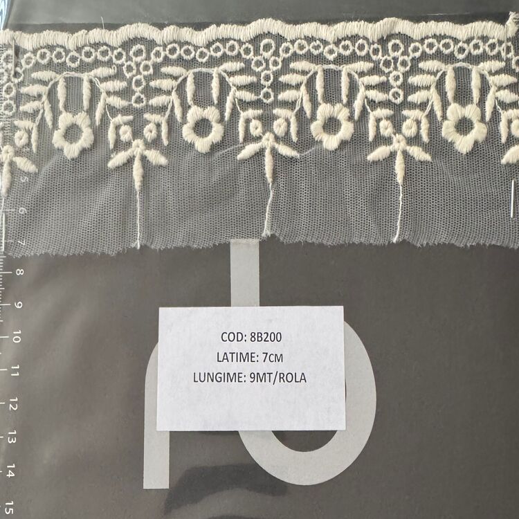 Dantelă brodată pe tulle – BEJ