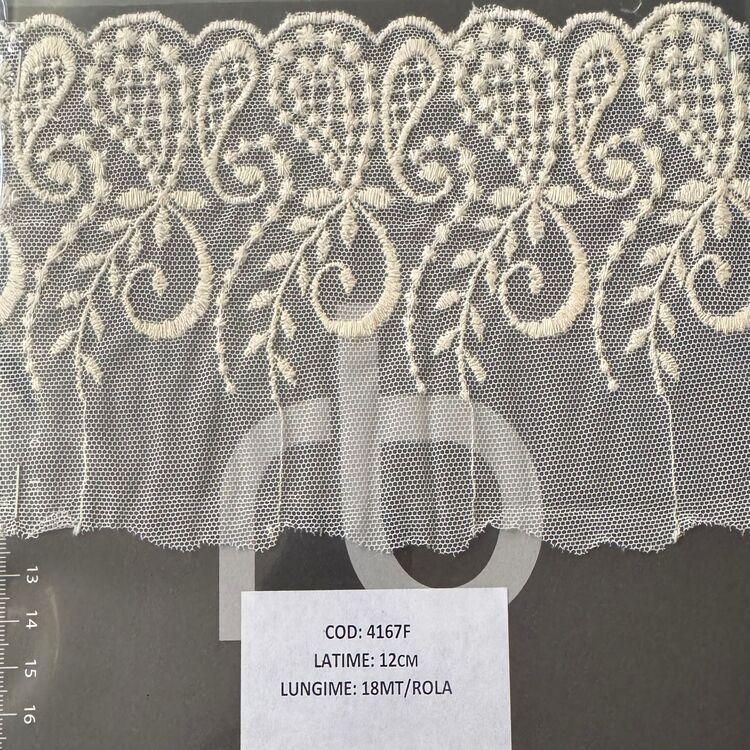 Dantelă brodată pe tulle – BEJ