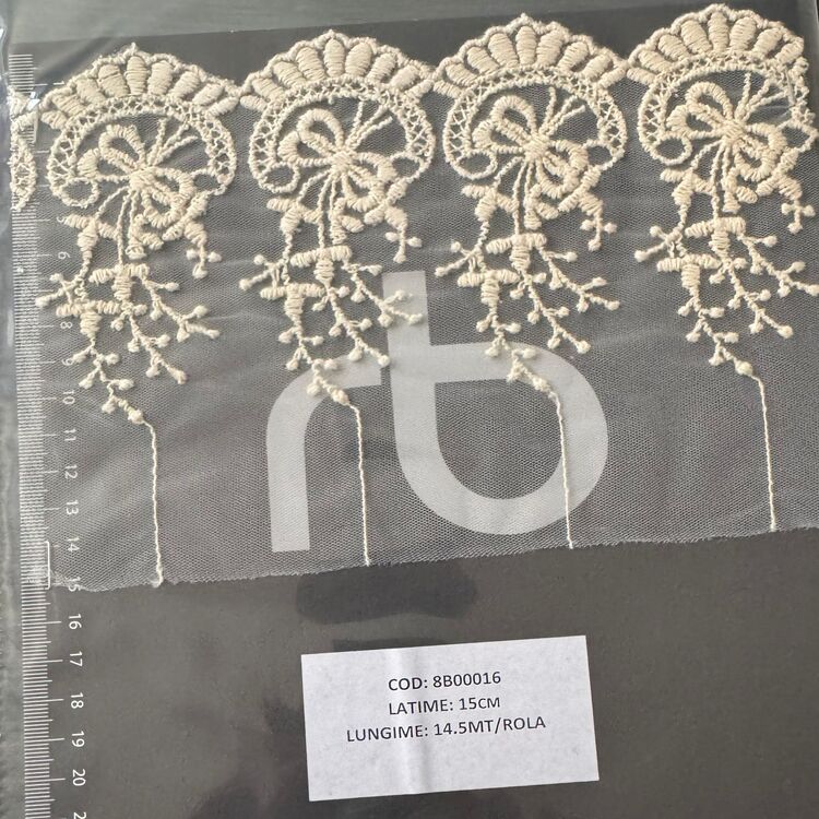 Dantelă brodată pe tulle – BEJ