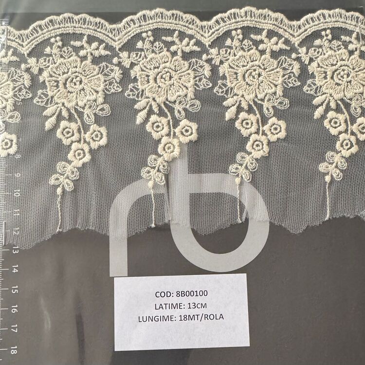 Dantelă brodată pe tulle – BEJ
