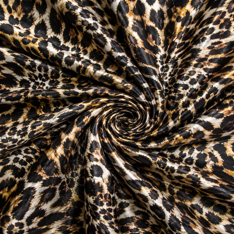 Material Satin Elastic Imprimat Animal Print Leopard