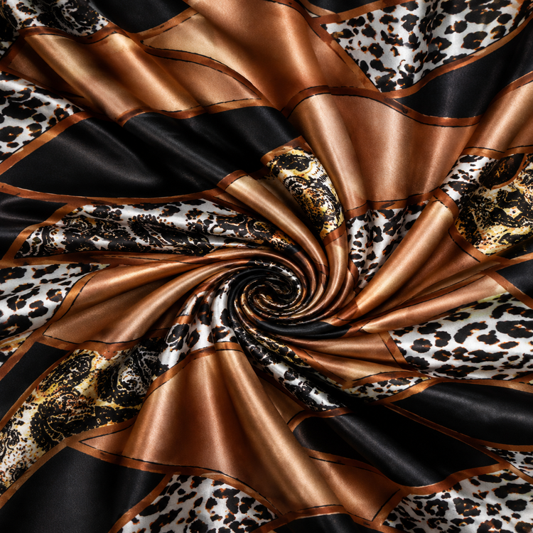 Material Satin Elastic Maro cu Animal Print