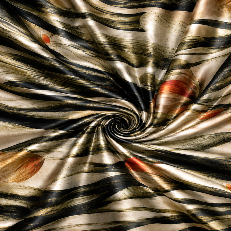 Material Satin Elastic Imprimat Abstract