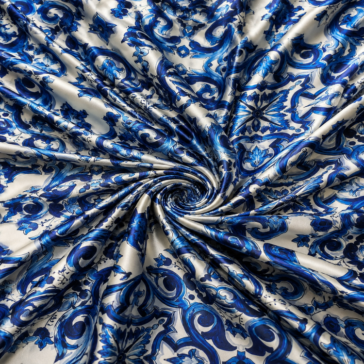 Material Satin Elastic Imprimat Floral Delicat