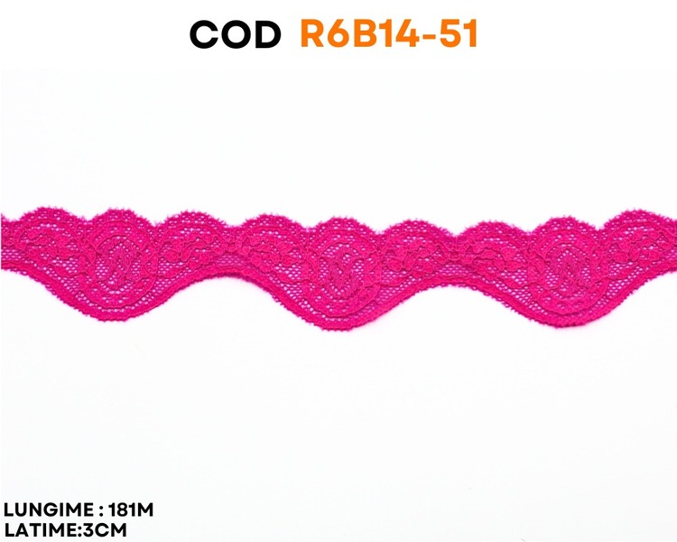 Dantelă elastică fucsia cu model ornamental