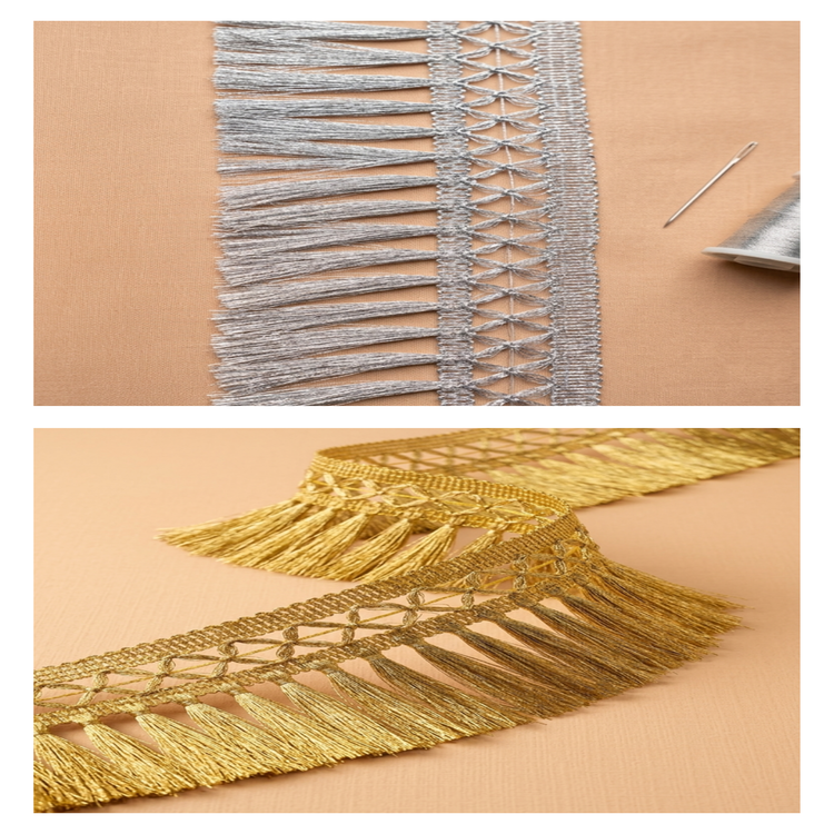 Pasmanterie Galon cu Franjuri din Lurex – Lățime 9 cm