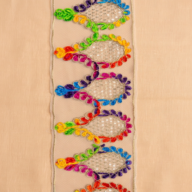 Bandă Pasmanterie Decorativă Brodată Multicoloră - 12 cm latime