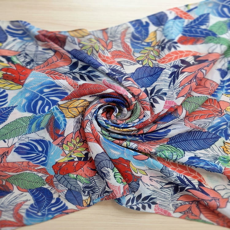 Voal imprimat – Frunze multicolore