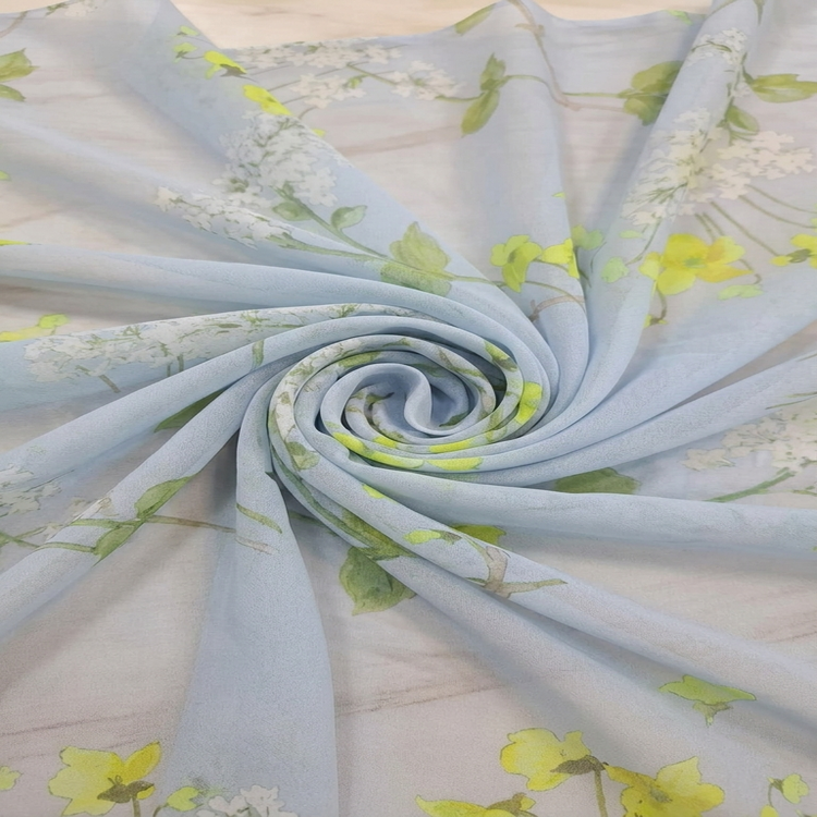 Voal Imprimat Floral – Bleu